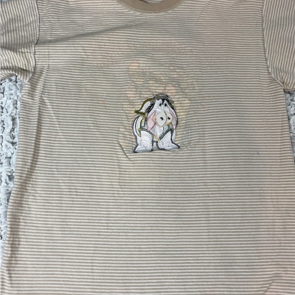 Vintage 100 acre wood Disney tee featuring Eeyor and the gang Tan pin stripe S/M - Picture 4 of 8